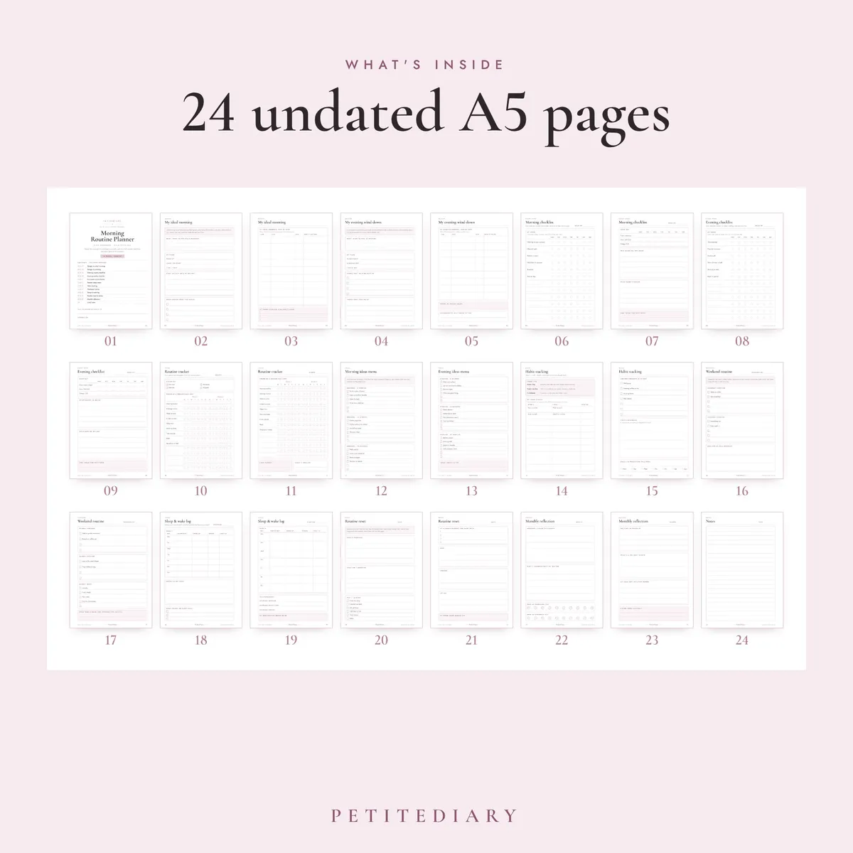 Morning Routine Planner A5 & Half Letter Inserts, image 2