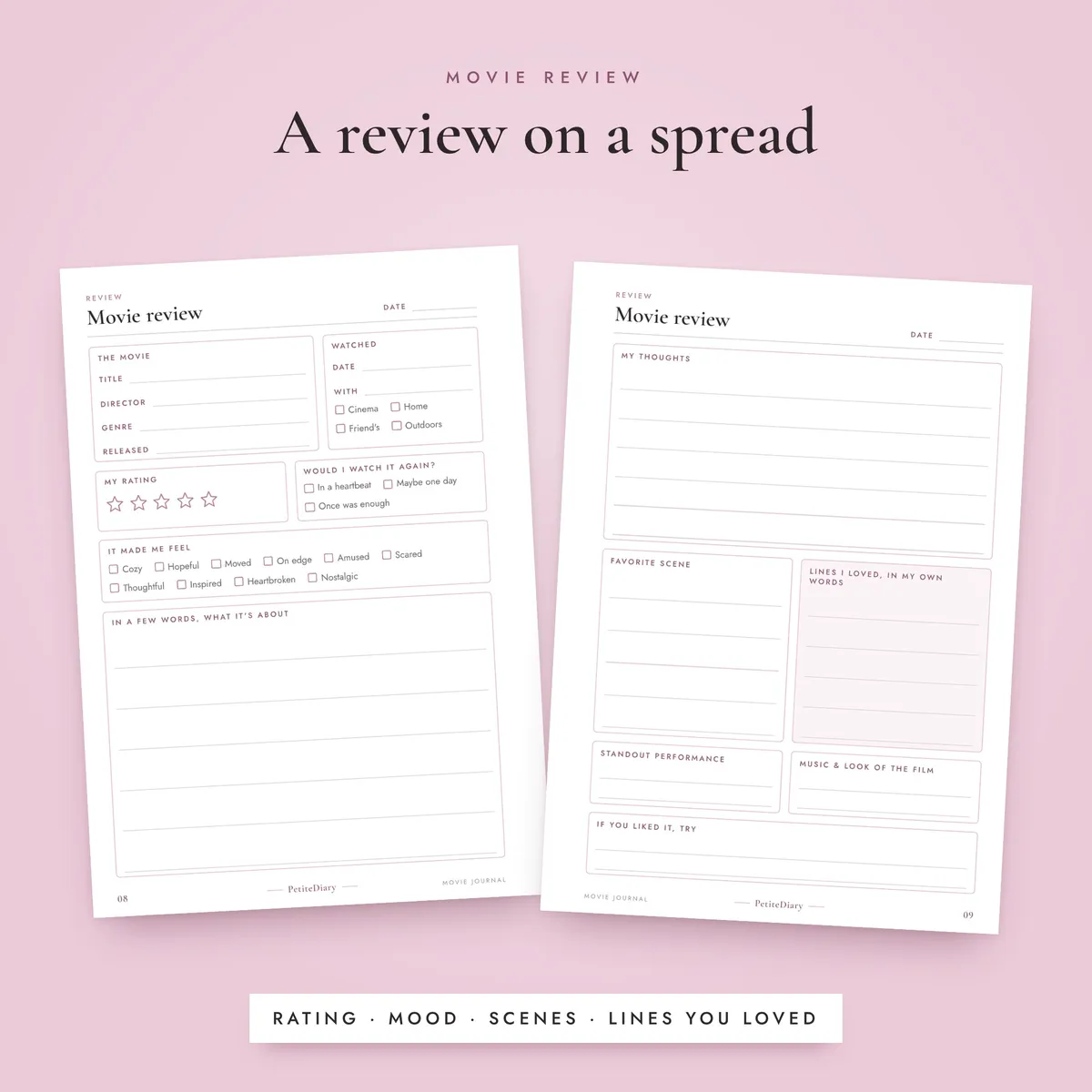 Movie Journal A5 & Half Letter Inserts, image 4