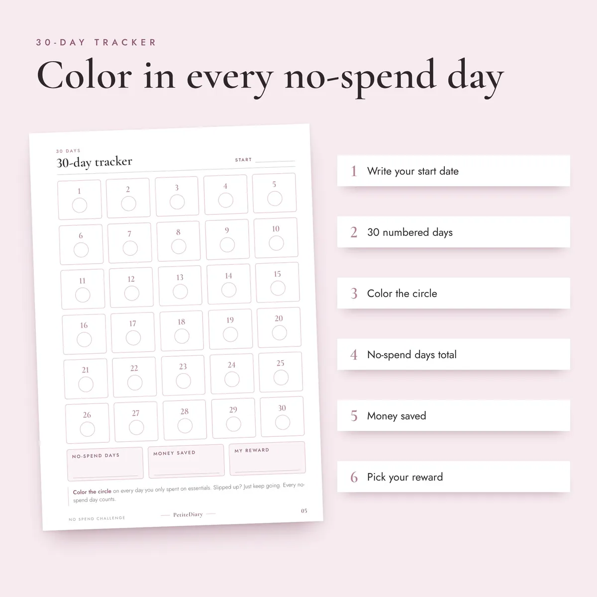 No Spend Challenge A5 & Half Letter Inserts, image 3