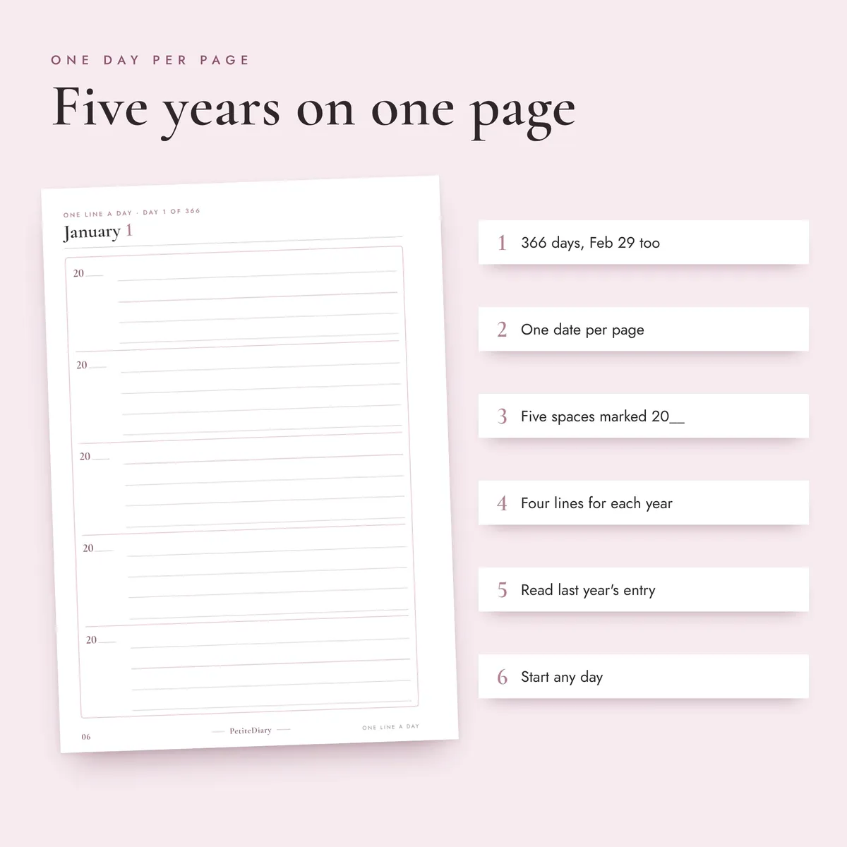 One Line a Day Journal A5 & Half Letter Inserts, image 3