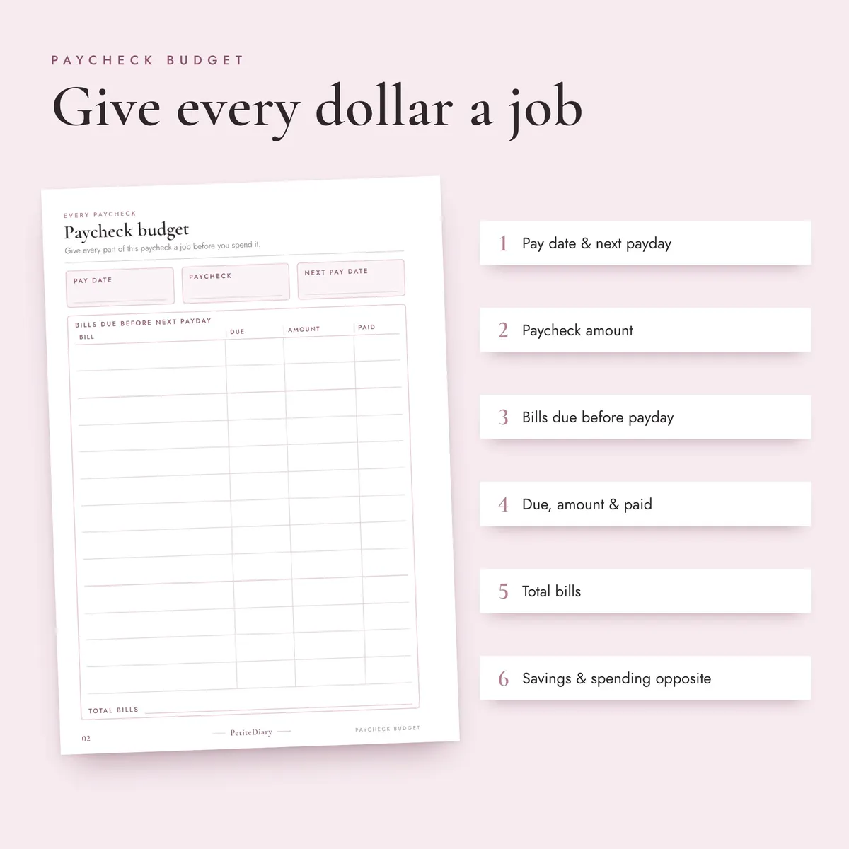 Paycheck Budget A5 & Half Letter Inserts, image 3