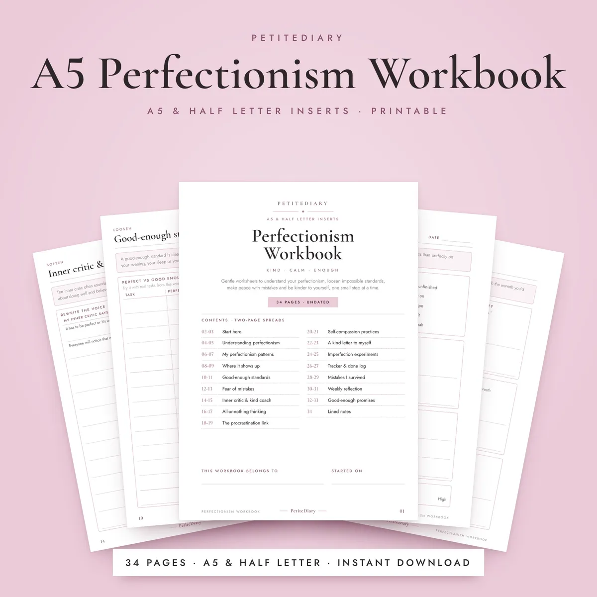 A5 Perfectionism Workbook