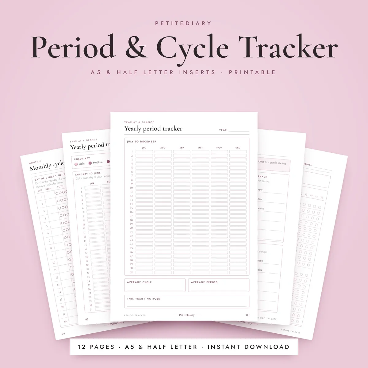 Period Tracker A5 & Half Letter Inserts