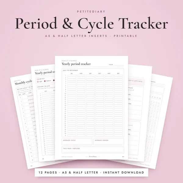 Period Tracker A5 & Half Letter Inserts