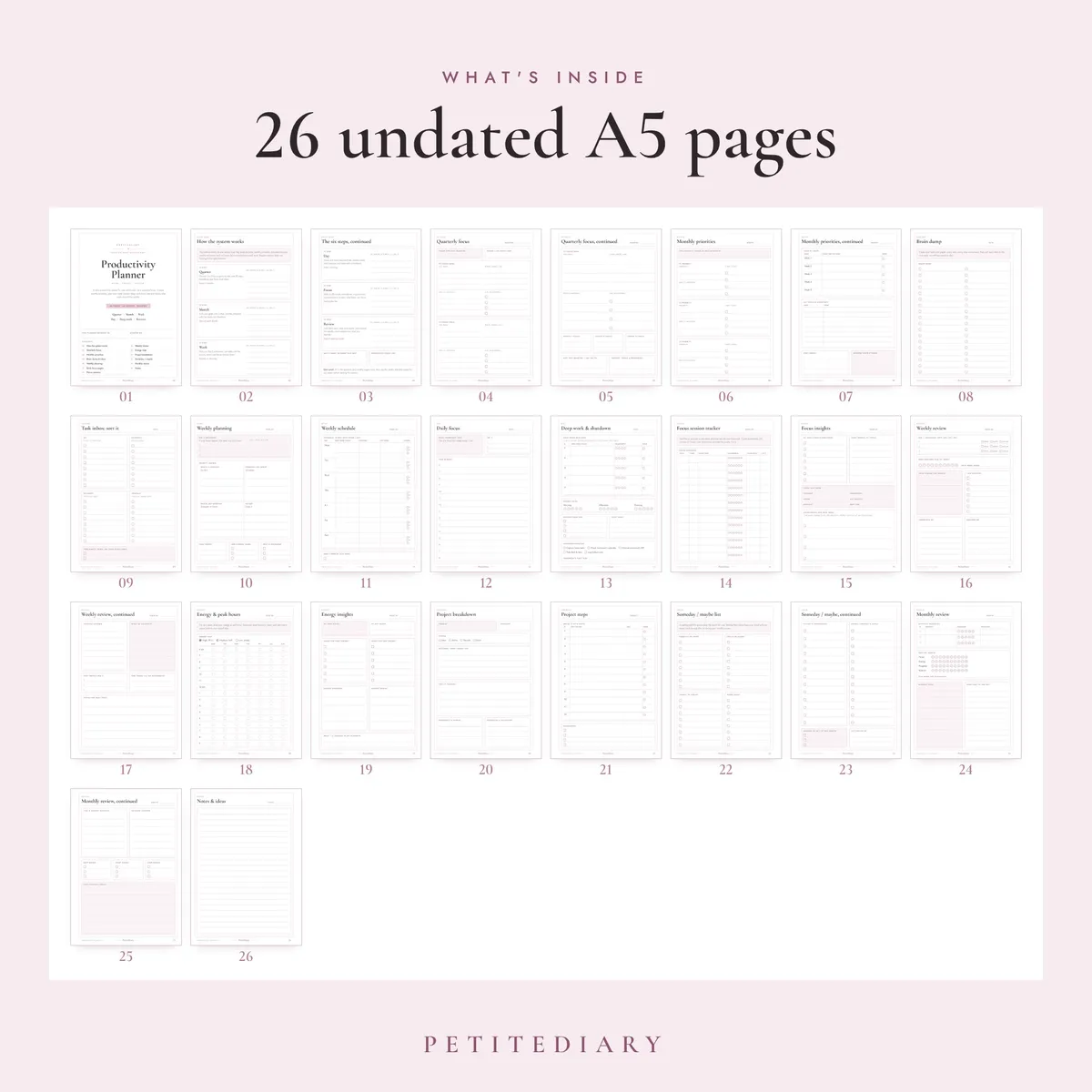 Productivity Planner A5 & Half Letter Inserts, image 2
