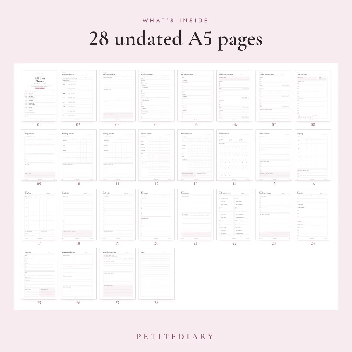 Self Care Planner A5 & Half Letter Inserts, image 2