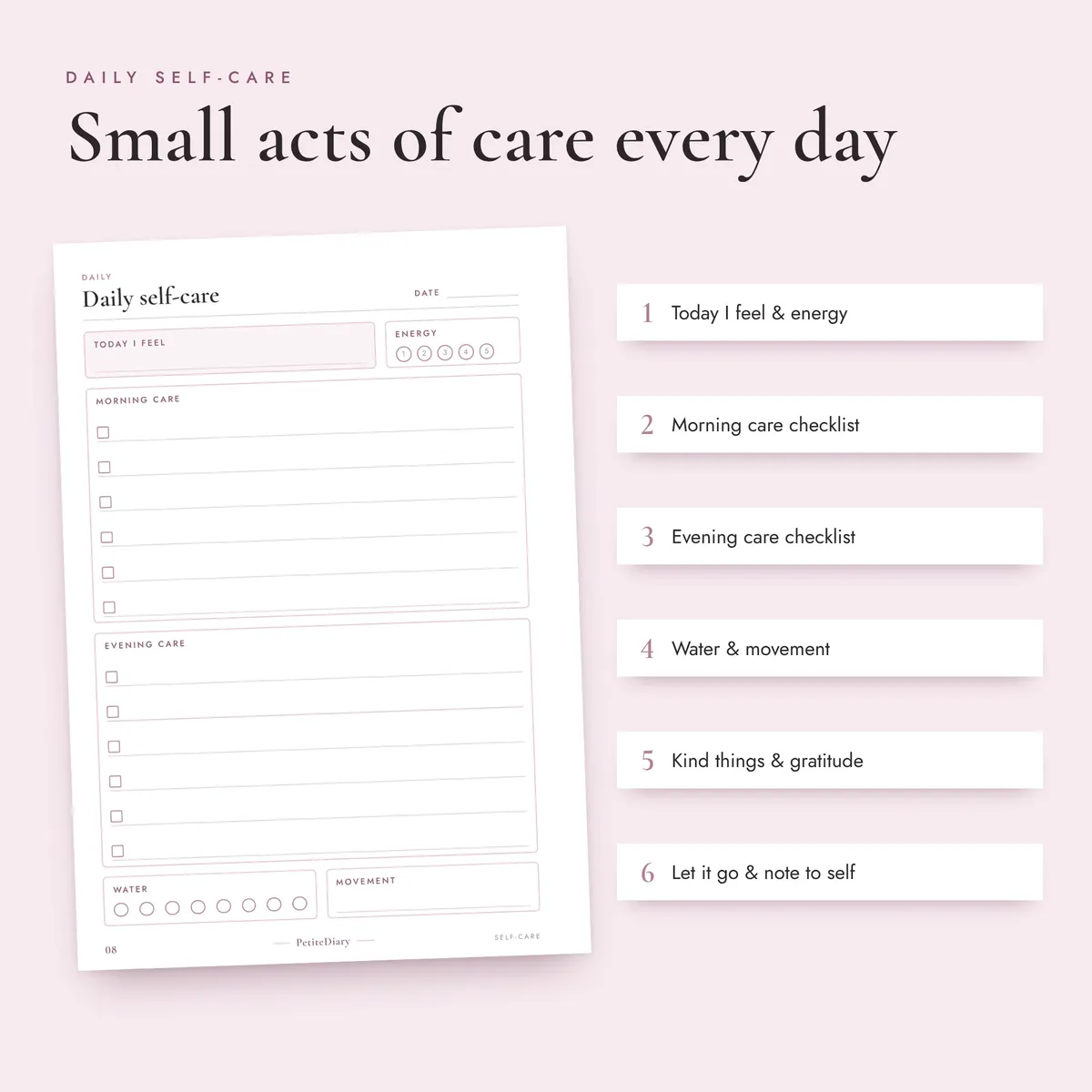 Self Care Planner A5 & Half Letter Inserts, image 3