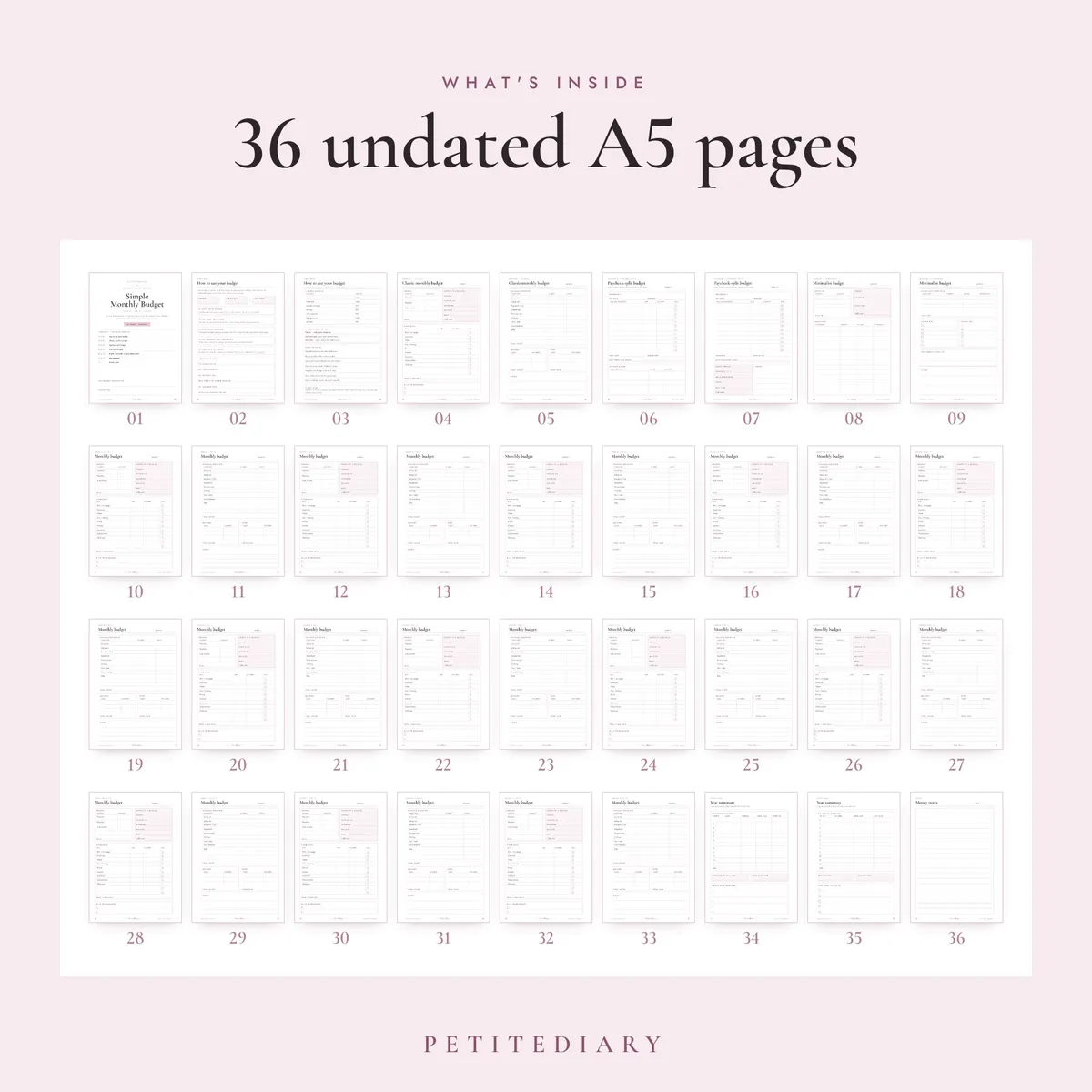 Simple Monthly Budget A5 & Half Letter Inserts, image 2