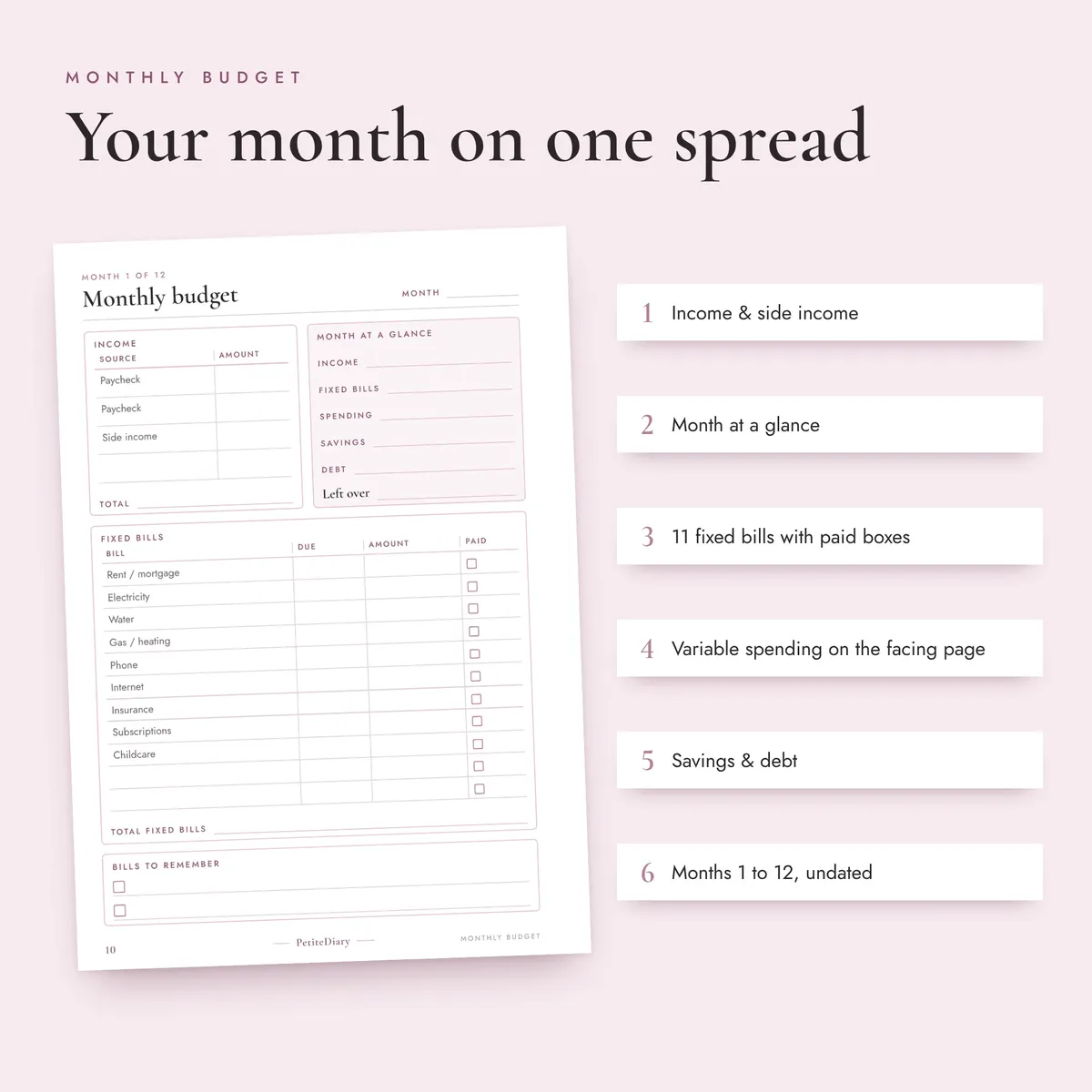 Simple Monthly Budget A5 & Half Letter Inserts, image 3