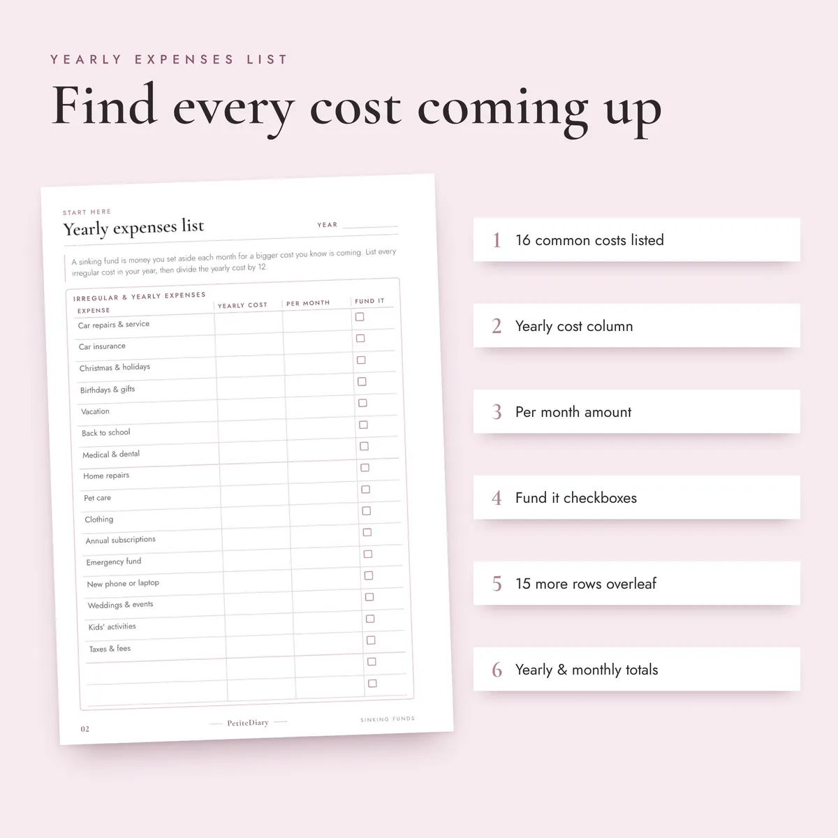 Sinking Funds Tracker A5 & Half Letter Inserts, image 3