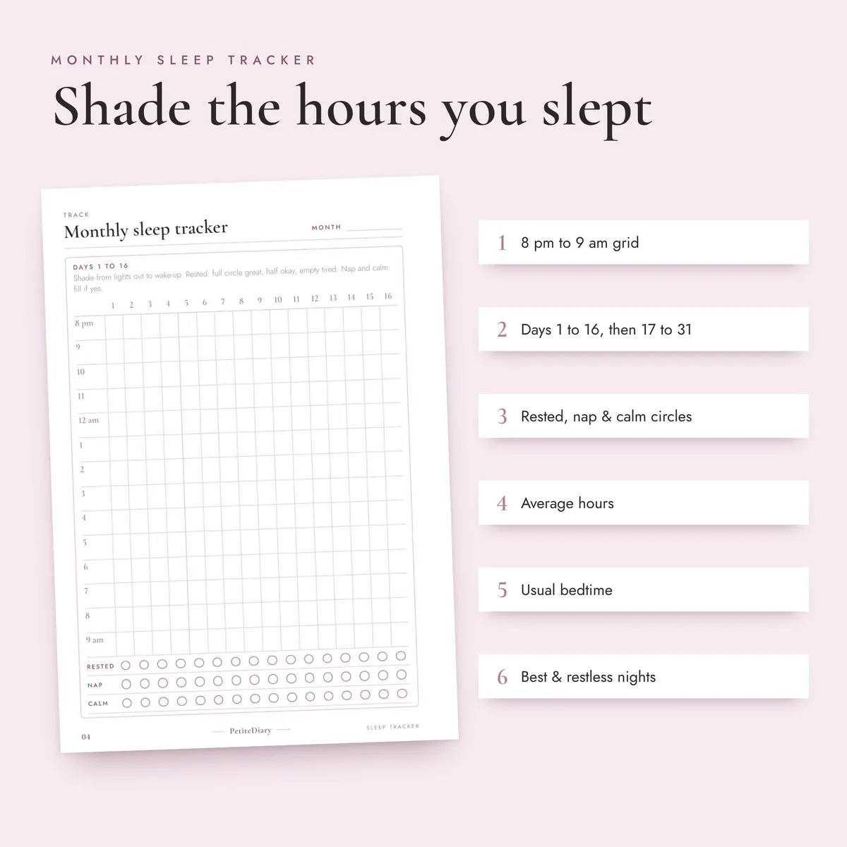Sleep Tracker A5 & Half Letter Inserts, image 3