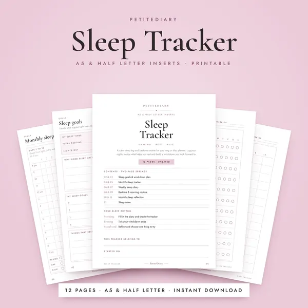 Sleep Tracker A5 & Half Letter Inserts
