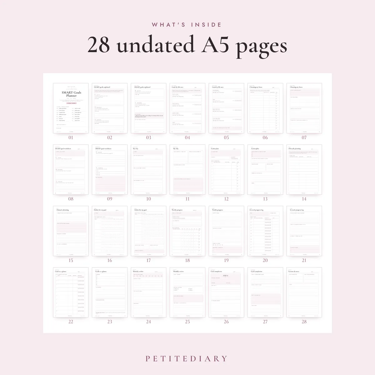 SMART Goals Planner A5 & Half Letter Inserts, image 2