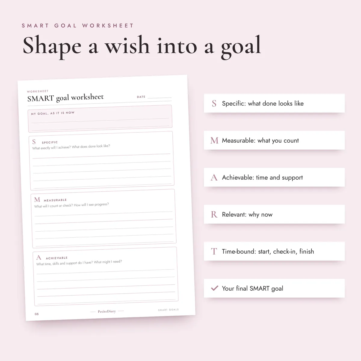 SMART Goals Planner A5 & Half Letter Inserts, image 3