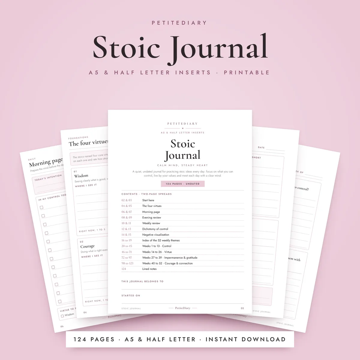 Stoic Journal A5 & Half Letter Inserts