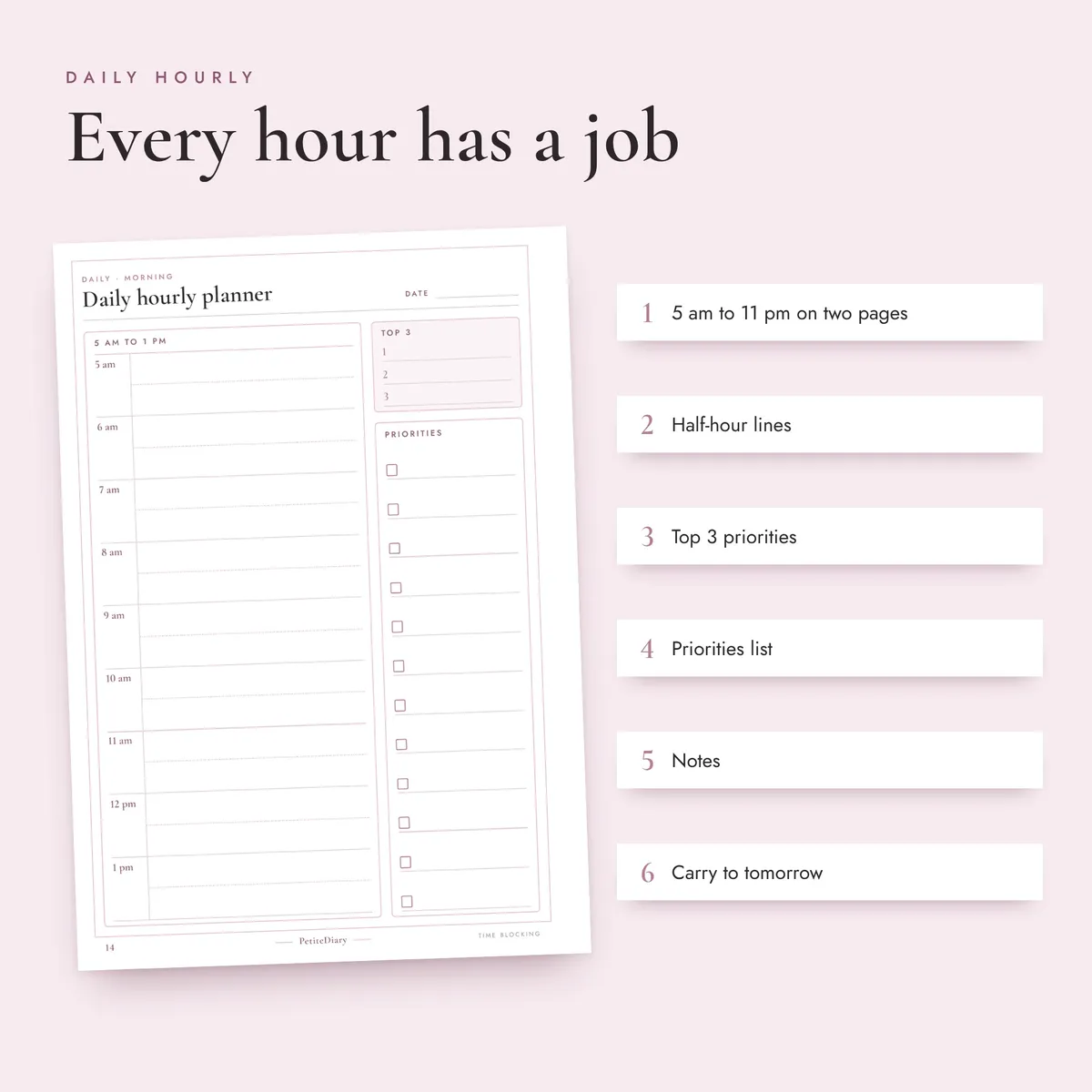 Time Blocking Planner A5 & Half Letter Inserts, image 3