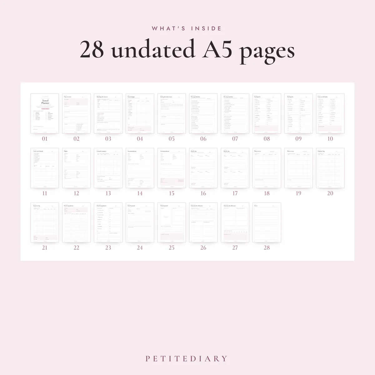 Travel Planner A5 & Half Letter Inserts, image 2