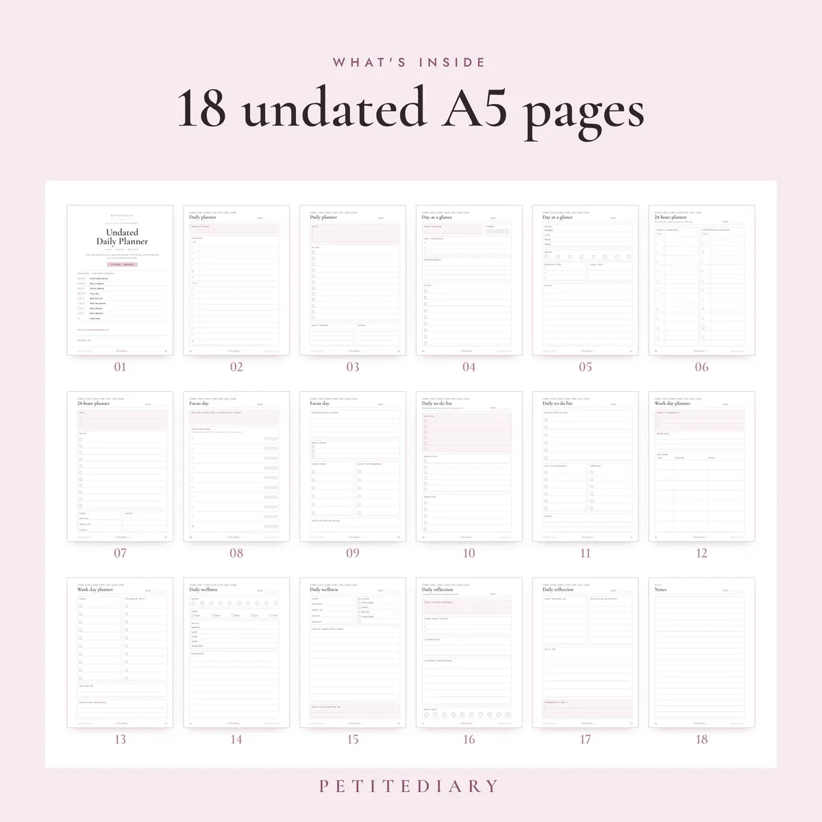 Undated Daily Planner A5 & Half Letter Inserts, image 2