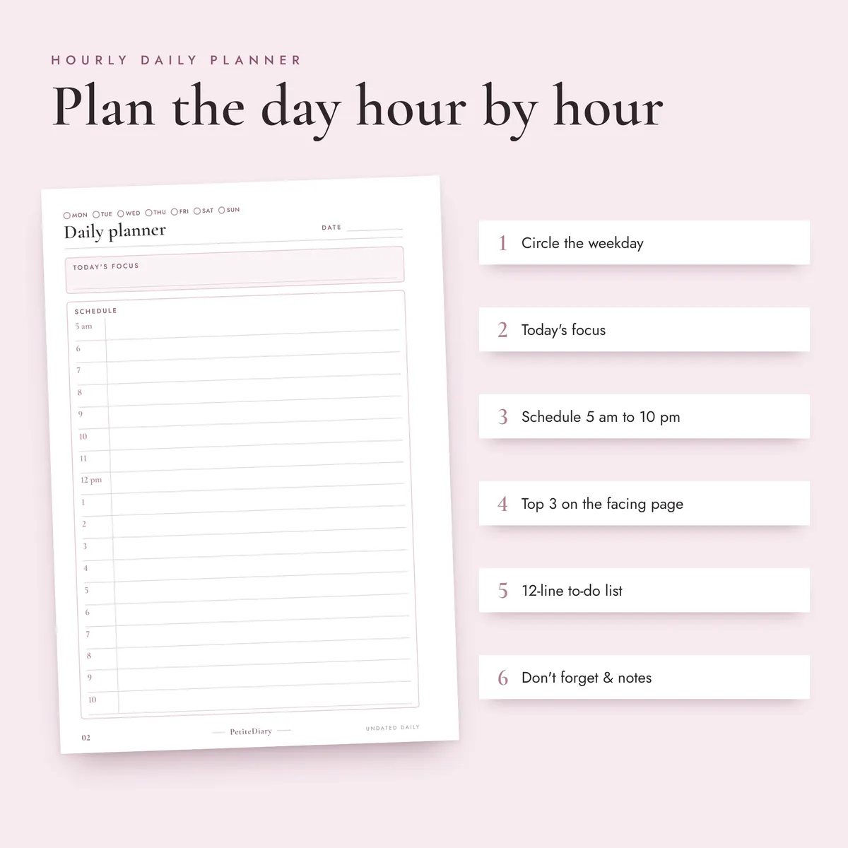 Undated Daily Planner A5 & Half Letter Inserts, image 3