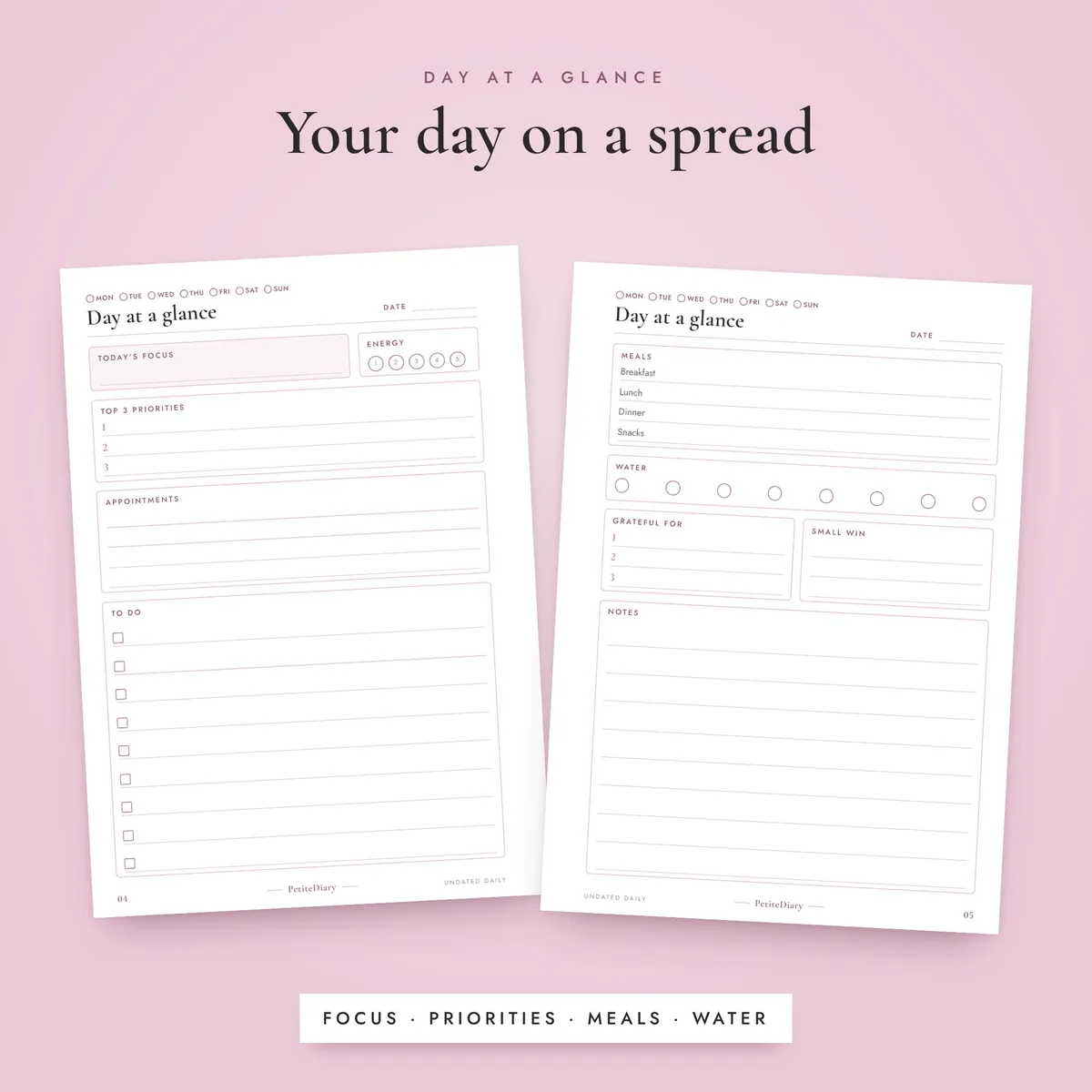 Undated Daily Planner A5 & Half Letter Inserts, image 4