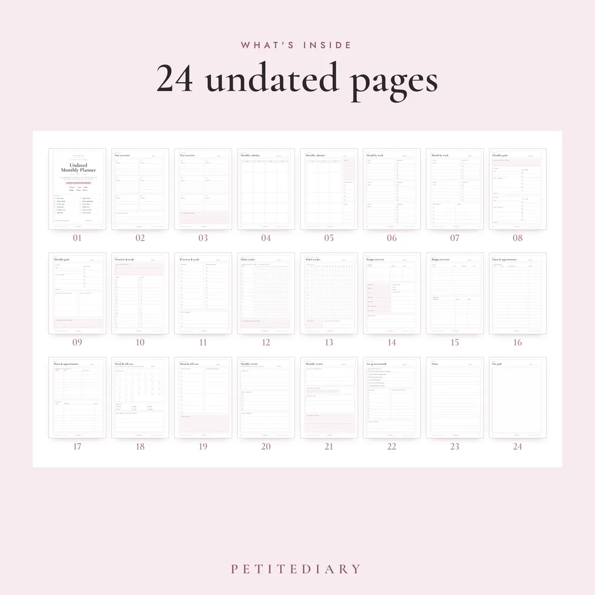 Undated Monthly Planner A5 & Half Letter Inserts, image 2