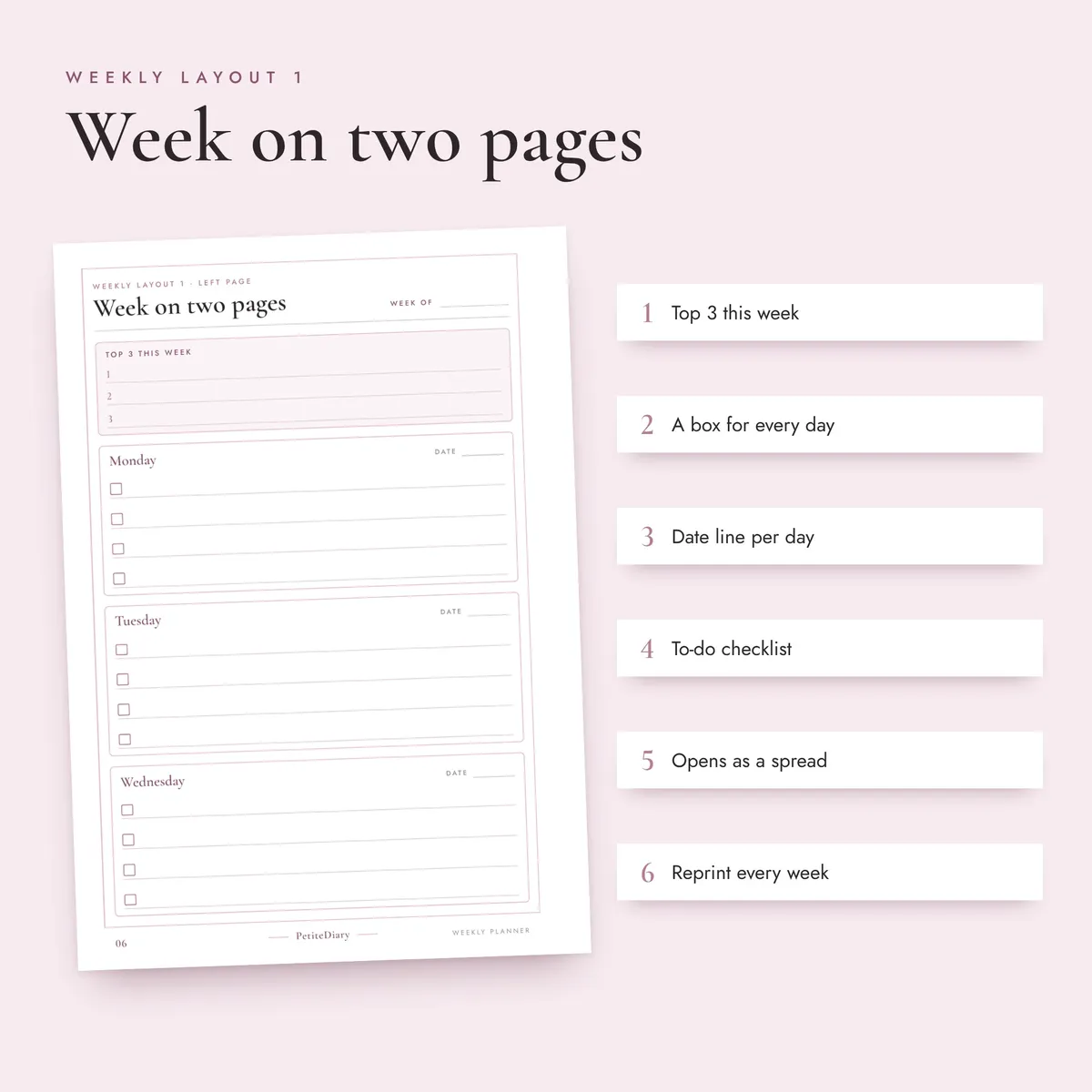Undated Weekly Planner A5 & Half Letter Inserts, image 3