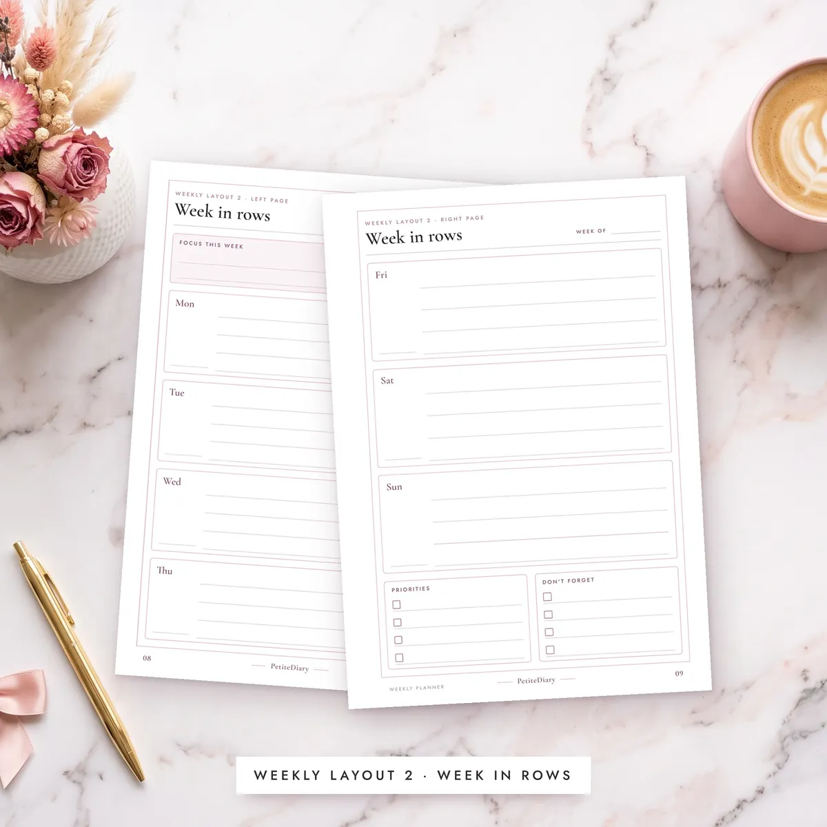 Undated Weekly Planner A5 & Half Letter Inserts, image 5