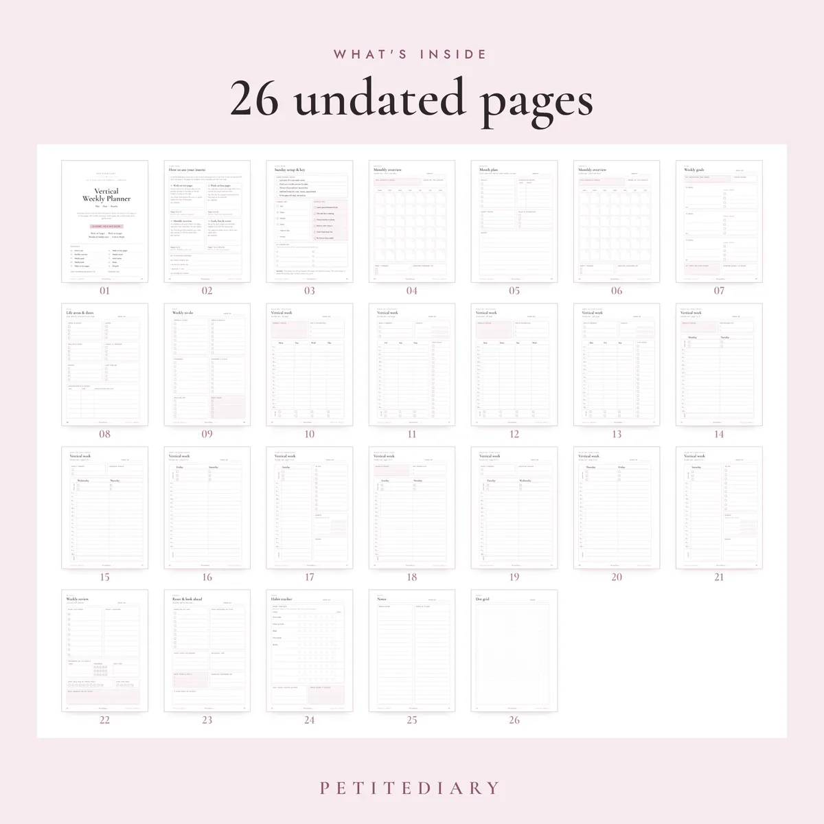Vertical Weekly Planner A5 & Half Letter Inserts, image 2