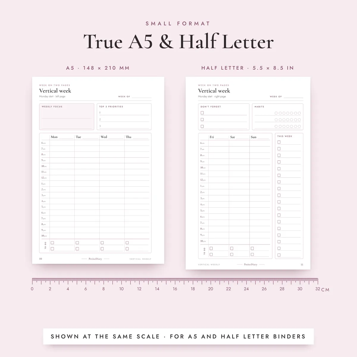 Vertical Weekly Planner A5 & Half Letter Inserts, image 3