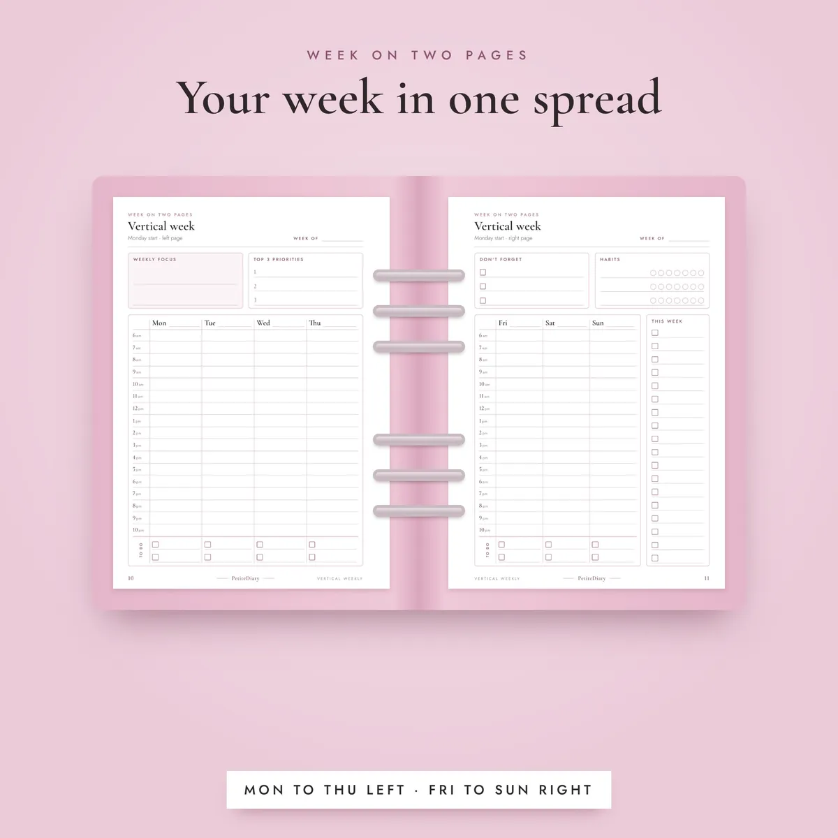 Vertical Weekly Planner A5 & Half Letter Inserts, image 4