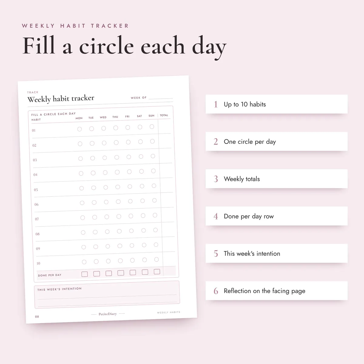 Weekly Habit Tracker A5 & Half Letter Inserts, image 3