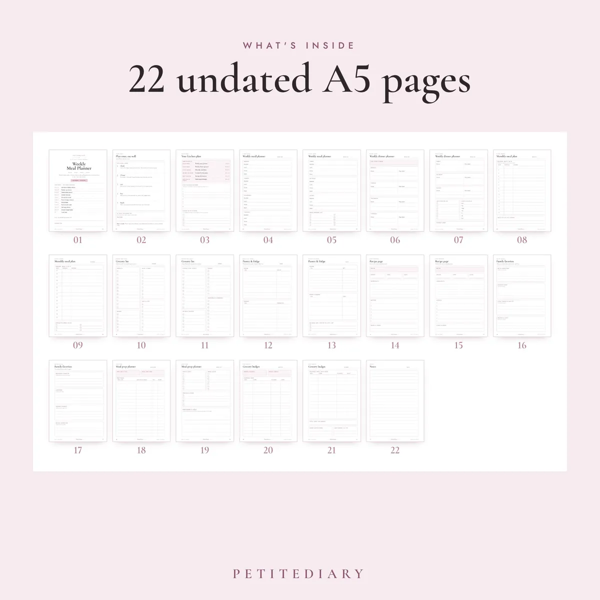 Weekly Meal Planner A5 & Half Letter Inserts, image 2