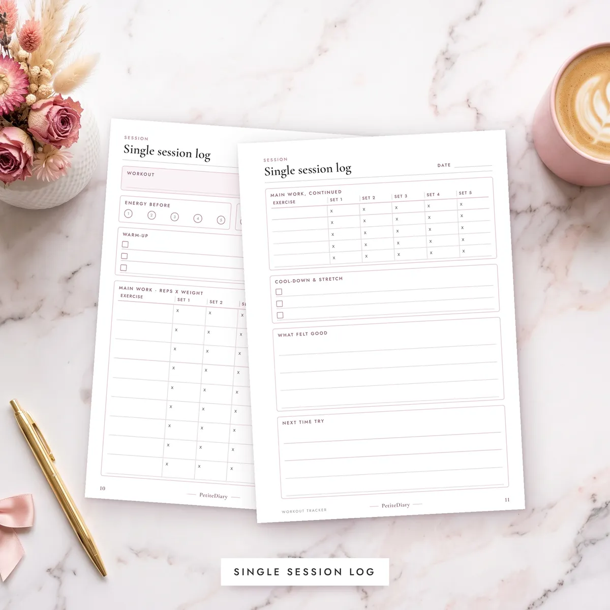 Weekly Workout Tracker A5 & Half Letter Inserts, image 5