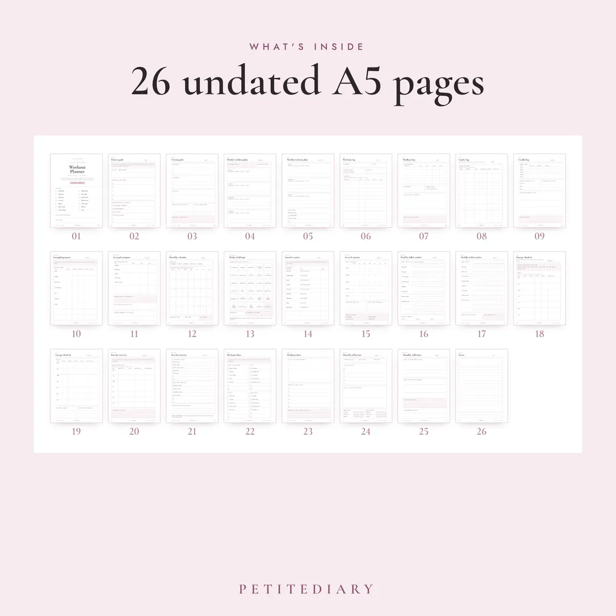 Workout Planner A5 & Half Letter Inserts, image 2