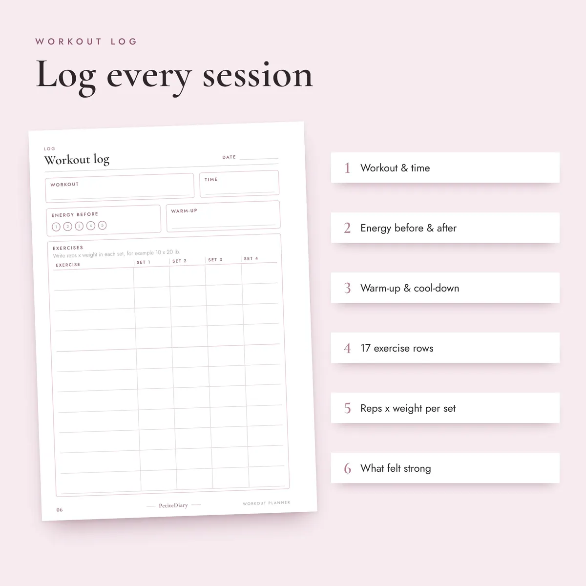 Workout Planner A5 & Half Letter Inserts, image 3