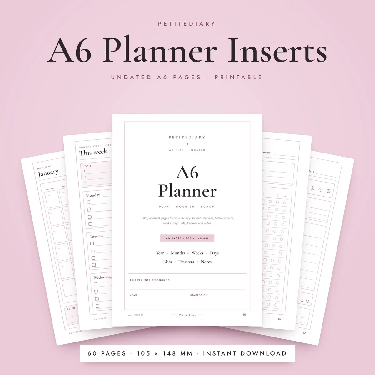 A6 Planner Inserts