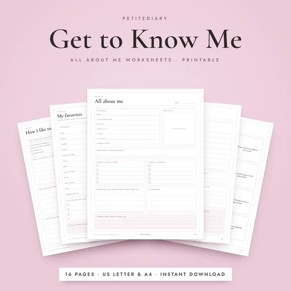 All About Me Worksheet for Adults & Teens