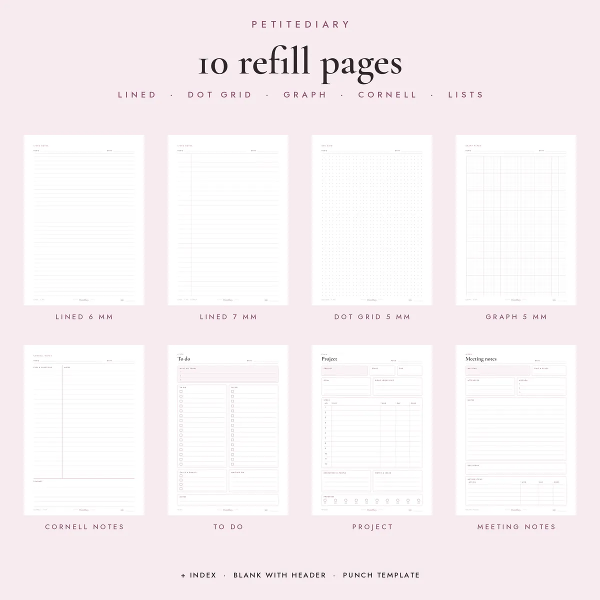 B5 Notebook Refills (dot, lined, grid, Cornell), image 2