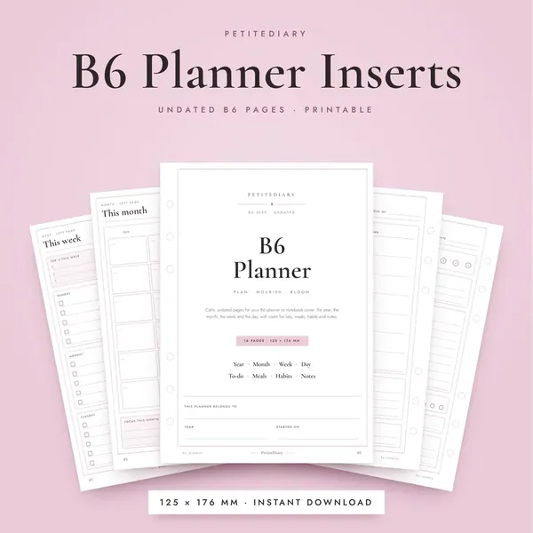 B6 Planner Inserts