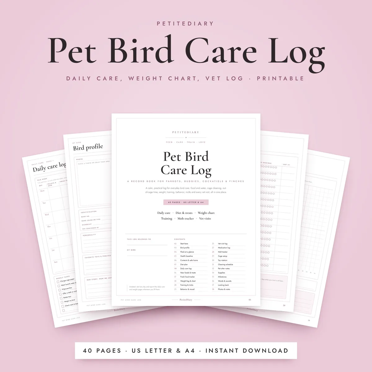 Pet Bird Care Log