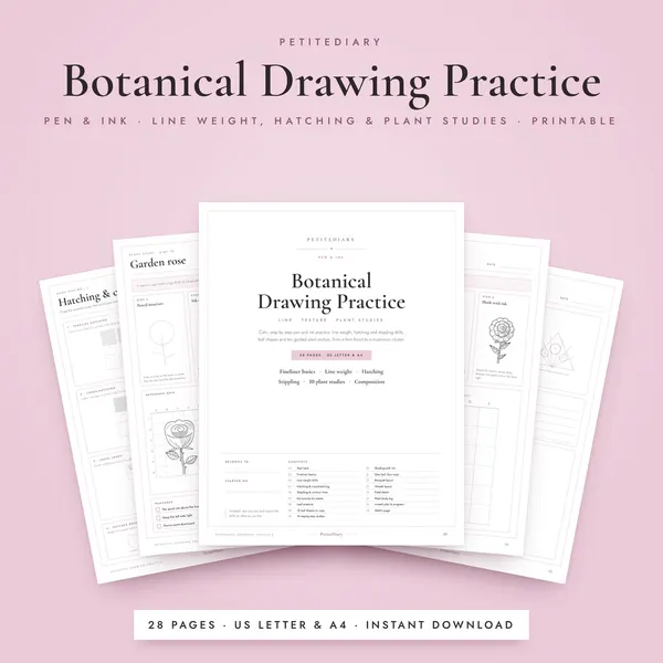 Botanical Pen & Ink Drawing Practice