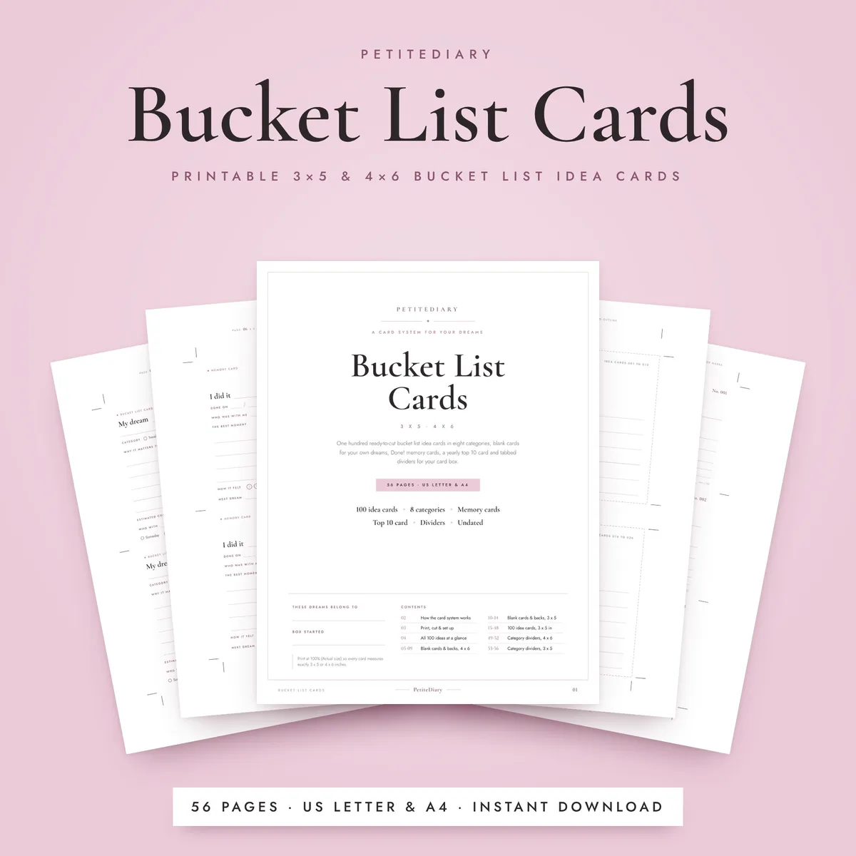 Bucket List Cards 3x5 & 4x6