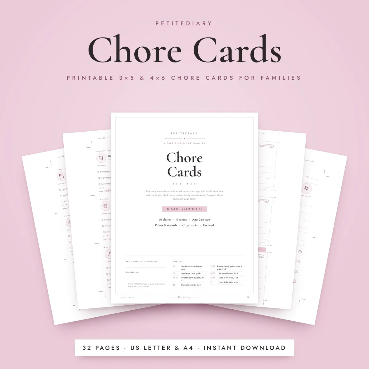 Chore Cards 3x5 for Families