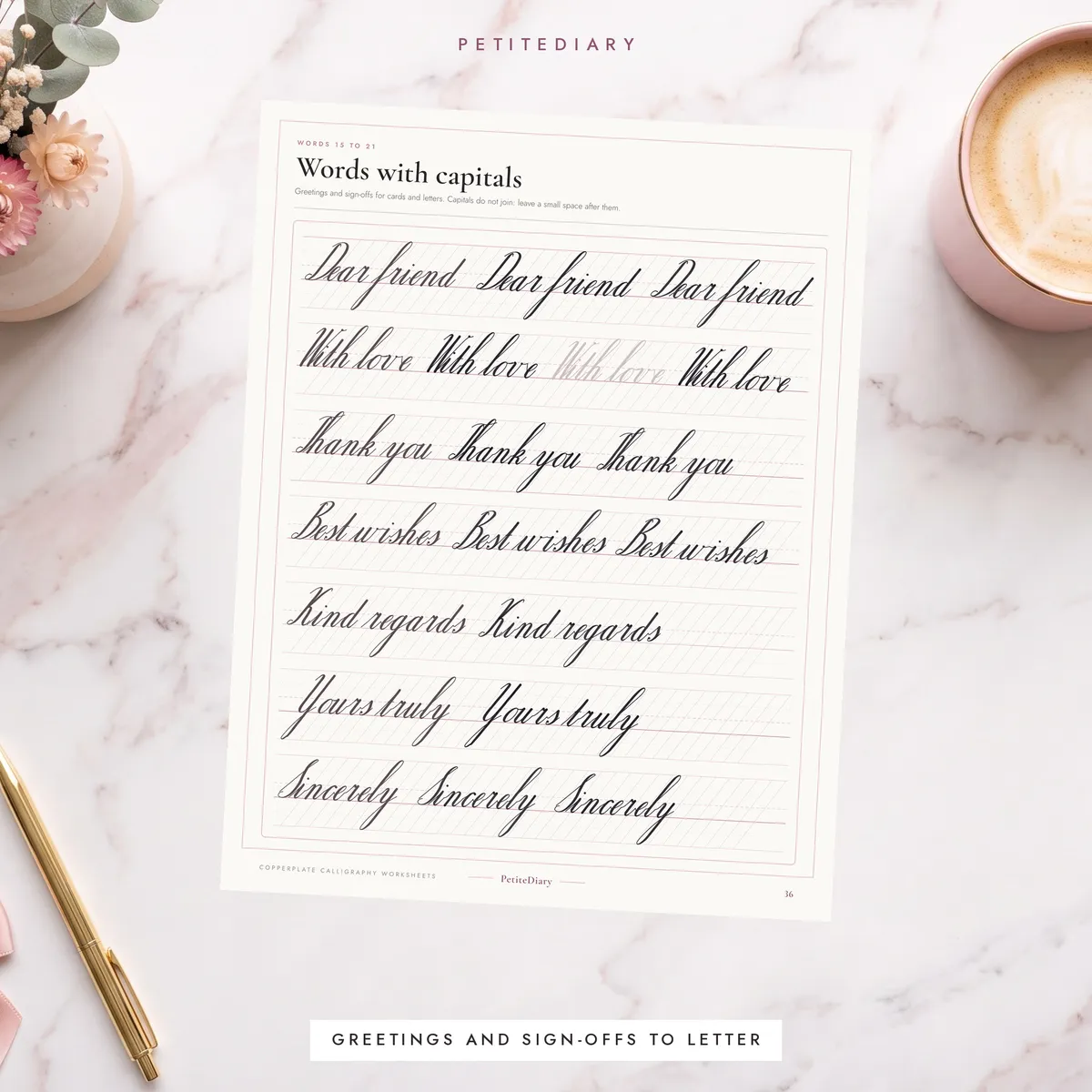 Copperplate Calligraphy Worksheets, image 3