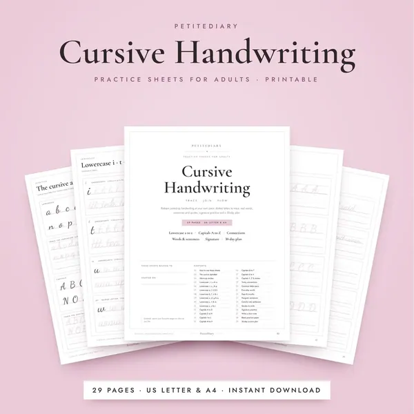 Cursive Handwriting Practice Sheets for Adults