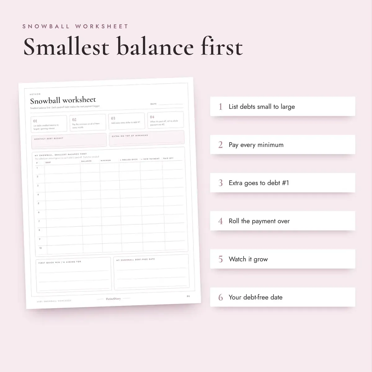 Debt Snowball Worksheet, image 3