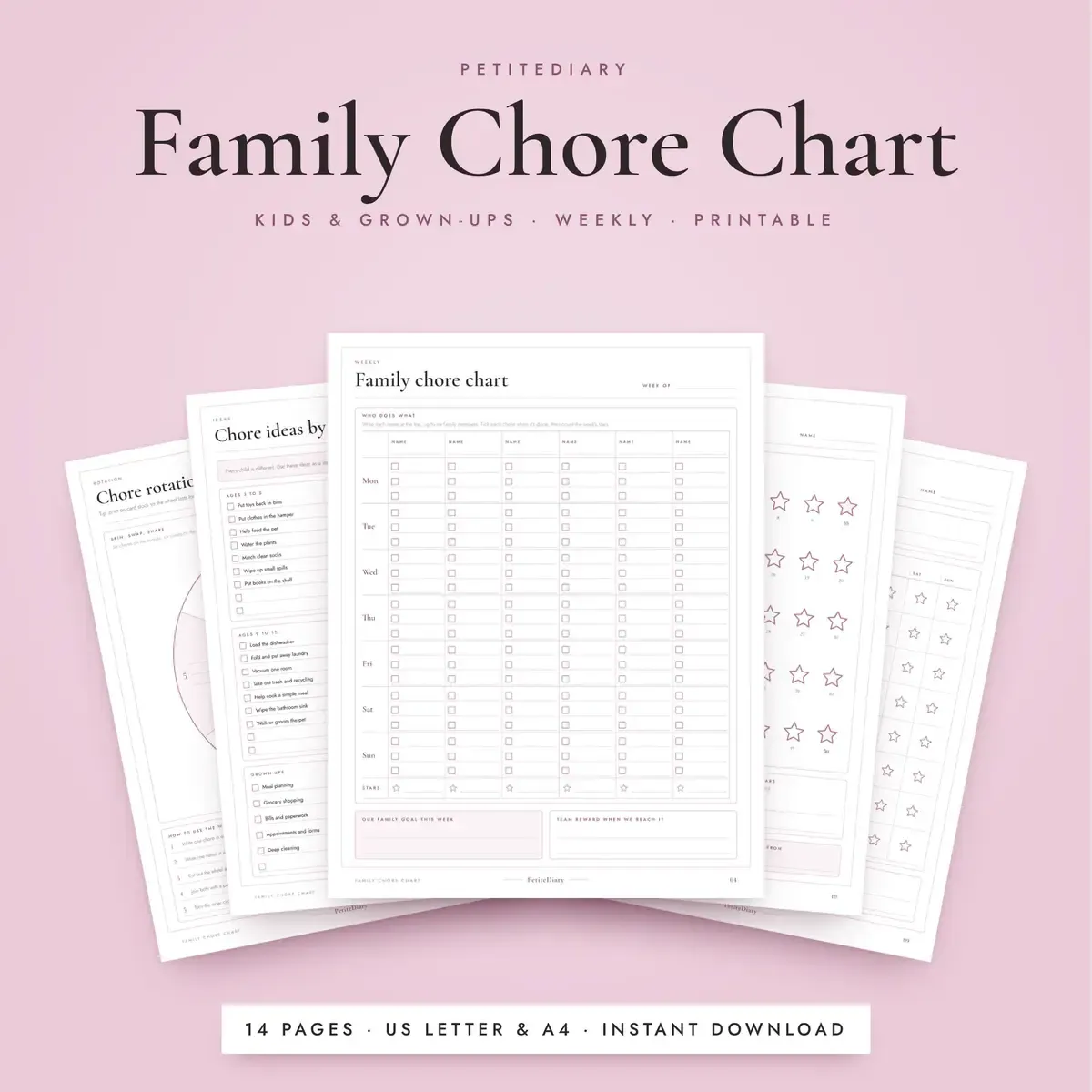 Family Chore Chart for Kids & Adults