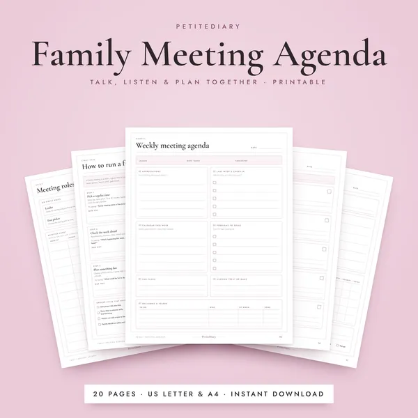 Family Meeting Agenda Worksheets
