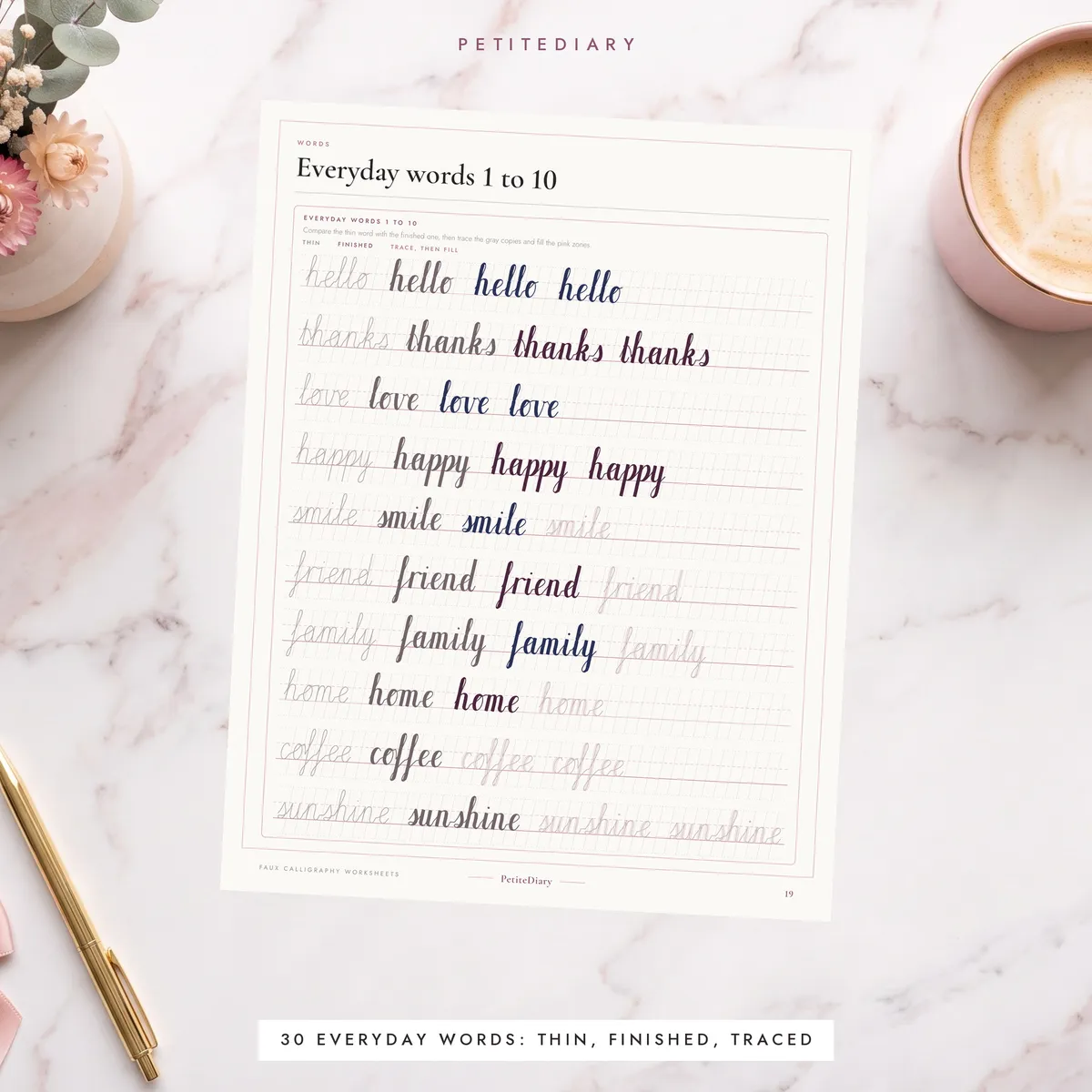 Faux Calligraphy Worksheets (any pen), image 3