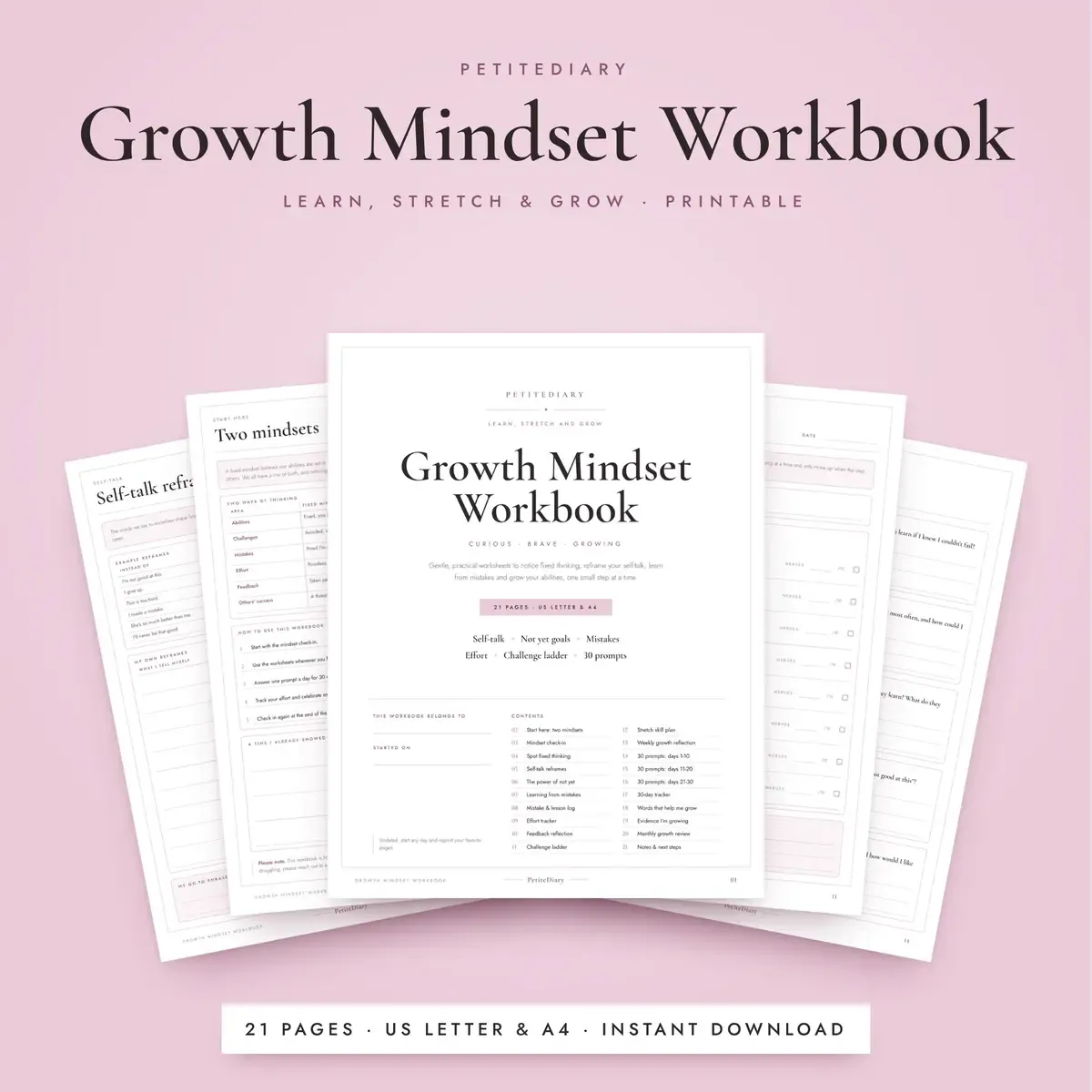 Growth Mindset Workbook for Adults